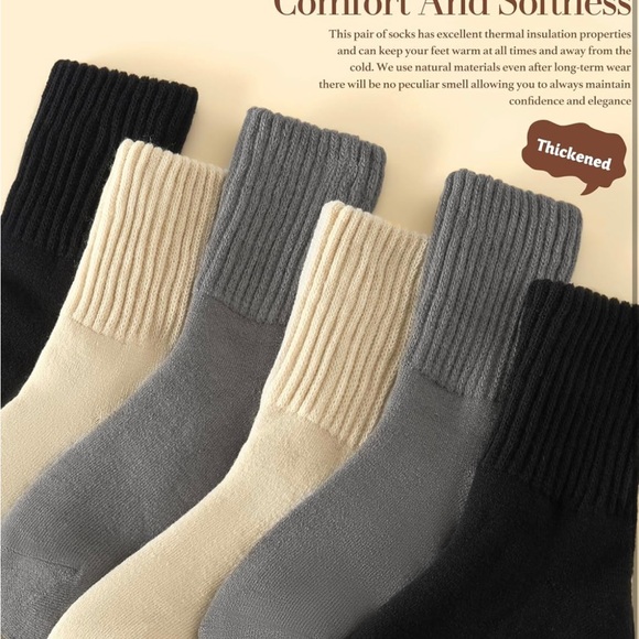 Boot Socks for Women Winter Wool Solid Thick Warm Socks Crew Socks Christmas - Picture 5 of 7